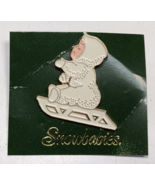 Vintage Department 56 Snowbabies Pin Snow Baby Sledding - Sled - $14.84