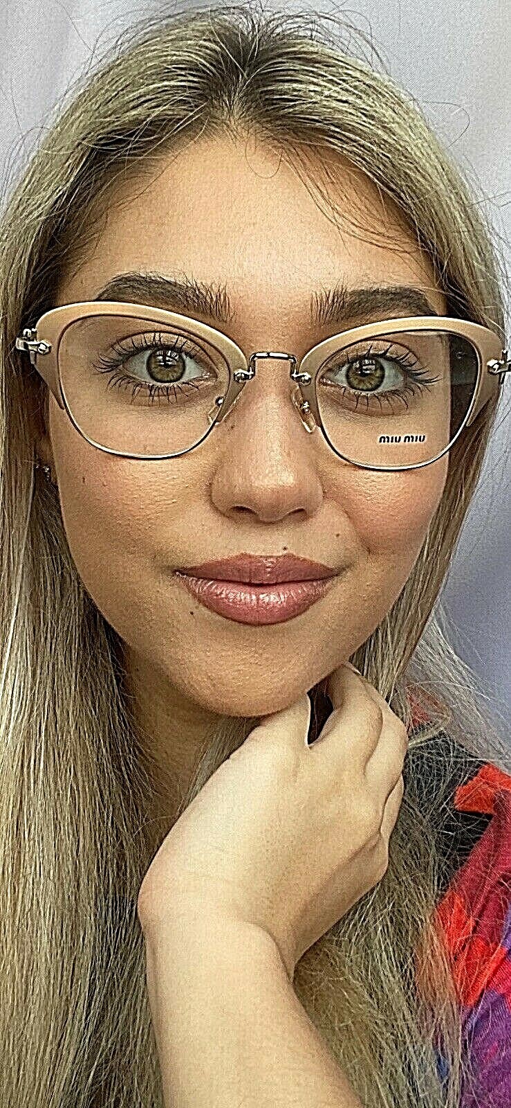 New Miu Miu VMU 53O  50mm Gold Cat Eye Oversized Women's Eyeglasses Frame Item image 11
