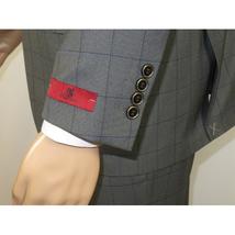 Mens Suit RENOIR English Window Pane Classic Fit Business 292-2 Gray Blue image 11