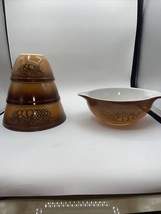 Vintage Pyrex Old Orchard Brown Four Bowls, 443, 401, 402, And, 403 - £27.97 GBP