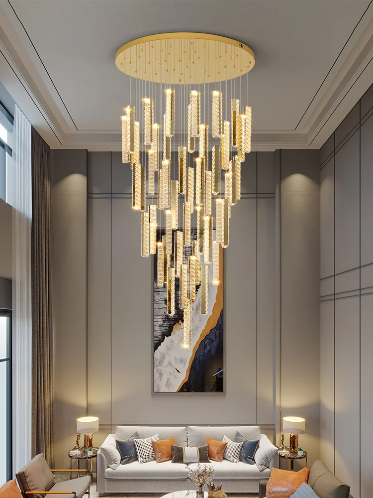 New Luxury Crystal Chandelier With Large Design Chrome Plated Pendant Mo... - $84.24+