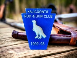 KALICOONTIE Rod &amp; Gun Club Plastic Pheasant  Pin Button Columbia County NY 92-93 - £8.21 GBP