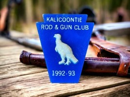 KALICOONTIE Rod &amp; Gun Club Plastic Pheasant  Pin Button Columbia County ... - £8.19 GBP