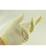 Vintage 1950s Two Tone Yellow Stretch Sided Cotton Wrist Gloves; Size Sm... - $18.95