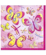 Butterflies and Dragonflies Pink Dessert Beverage Napkins Party Supplies... - $3.25