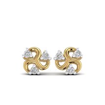 14K Yellow Gold Plated Round Cut AAA+ Cubic Zirconia Swirl Design Mini Stud Earr - $59.99