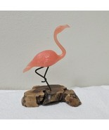 Vintage John Perry Pink Flamingo On Burl Wood Sculpture Nautical Decor 6... - $46.70 CAD