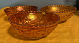 Antique Marigold Open Rose Carnival Glass Bowl Set Of 3 Imperial Glass 1910-1920 - £20.90 GBP