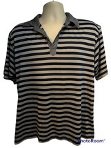 Burberry Striped Gray Black Golf Polo Pullover Shirt Medium 54 Logo Stretch - £11.72 GBP