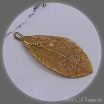 Vintage Pendant Gold Dipped real Leaf  1 3/4” X 7/8” - £6.93 GBP