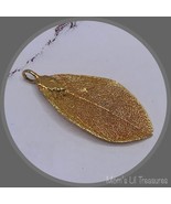 Vintage Pendant Gold Dipped real Leaf  1 3/4” X 7/8” - £6.94 GBP