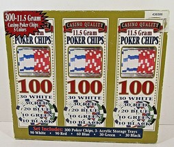 C ASIN O Quality 300 Poker Chips 11.5 Gram 90WHITE 90 Red 60 Blue 30 Green 30BLACK - £22.34 GBP