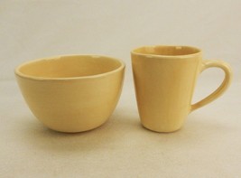 Large Ceramic Bowl &amp; Mug Set, Pottery Barn, Sausalito Pattern, Lemon Chi... - £15.32 GBP