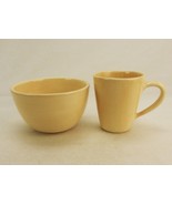 Large Ceramic Bowl &amp; Mug Set, Pottery Barn, Sausalito Pattern, Lemon Chi... - $26.73 CAD