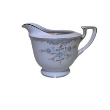 Phoebe By Narumi Discontinued Creamer Blue Flowers Silver Trim Brown Japan - $10.40