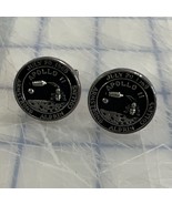 Vintage Apollo 11 Cuff Links Armstrong Aldrin Collins Black &amp; Silver Tone - $26.10