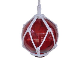 [Pack Of 2] Red Japanese Glass Ball Fishing Float With White Netting Decoration  - £66.95 GBP