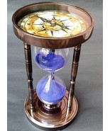 Antique Nautical Solid Brass Sand Timer Hourglass With Maritime Compass - £45.29 GBP