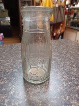 Vintage `1934 5 Cent Universal Store Half Pint Milk Dairy Bottle Ribbed Embossed - £11.93 GBP