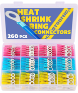 260pcs Marine Heat Shrink Ring Connectors Kit Tinned Copper 3 Colors 4 S... - $794.41 MXN