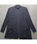 Lane Bryant Cardigan Women Size 10/12 Gray Draped Pocket Ribbed Cuff Ope... - $33.31 CAD