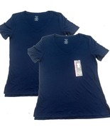 2 PACK Super Soft Navy Blue Essential V-neck Tee T-Shirt Short Sleeve - $15.62+