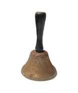 Vintage Metal Bell with Wood Handle Silver Colored w Rust on the Outside... - £29.34 GBP