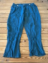 C. Valentyne Women’s Linen Button Detail Pants Size L Teal Ee - $18.71