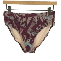 NWOT Womens Size 4 Garnet Hill Purple Gray Floral Foliate Print Bikini B... - $17.63