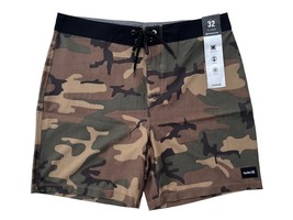 Hurley Mens Phantom Olive Green Camo Quick Dry 18&quot; Beach Pool Shorts Boardshorts - £22.44 GBP