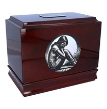 Nostalgia wooden urn with crying woman urn for father husband brother - £126.43 GBP+