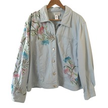 Vintage Coldwater Creek Womes Floral Denim Jacket Size 3X Blue Retro Boh... - $28.99