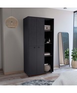 Misuri Armoire Wardrobe with Drawer &amp; Shelves - Black - $17,725.30 MXN