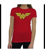 Wonder Woman Distressed Symbol T-Shirt for Women Red - £27.55 GBP