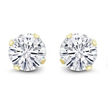 2Ct Round Brilliant Cut Moissanite Solitaire Stud Earrings Yellow Gold Plated - £94.93 GBP