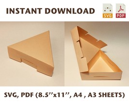 Triangle box template, triangle gift box, cake slice box, pizza slice box, PDF - £1.18 GBP