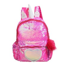 3pcs/set  Sequins Unicorn Backpack Fashion Girl Glitter School Book Bag Girls Cu - £39.85 GBP