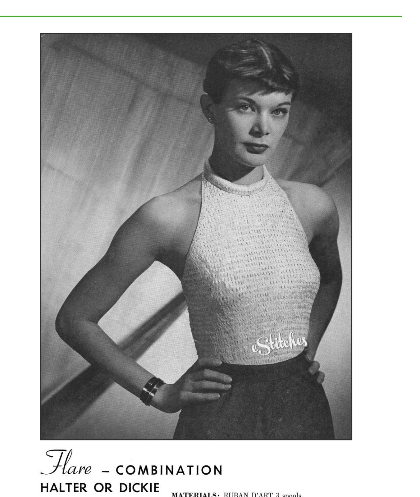 1950s Basic Halter Dickie Sleeveless Top in Ribbon - Knit pattern (PDF 7432) - $3.75