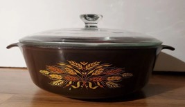 Vintage Anchor Hocking? Amber Wheat Casserole Dish 1 1/2 Qt 437 &amp; lid No... - £27.68 GBP