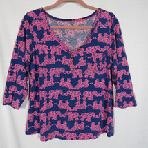 Lilly Pulitzer Palmetto 3/4 Sleeve Tee Pack Your Trunk Elephant Size L -... - £7.87 GBP