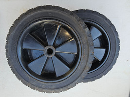 24HH53 PAIR OF WHEELS FROM INDUSTRIAL FAN: 7&quot; DIAMETER, 1-3/8&quot; WIDE, 1/2... - $9.45
