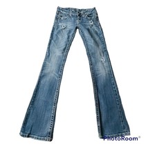 Miss Me Light Wash Blue Distressed Bootcut Rhinestone Cross Jeans Sz 26 - JP5101 - £27.97 GBP