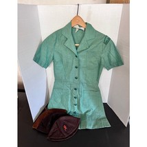 Vintage Girl Scout Uniform Dress w/ 3 Wool Beanies Brown Green 1960s Lot - $1,275.67 MXN