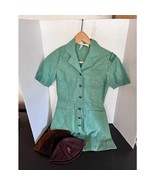 Vintage Girl Scout Uniform Dress w/ 3 Wool Beanies Brown Green 1960s Lot - $1,275.67 MXN