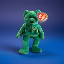 TY Beanie Baby Erin the Bear 1997 Green w/ Shamrock Retired PE Pellets Tag - $12.69