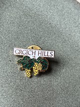 Vintage Grgich Hills Green Enamel Grapes &amp; Goldtone Lapel or Hat Pin or Tie Tac  - £7.62 GBP
