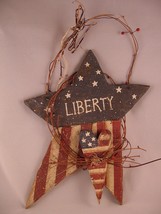 USA Star Wall Plaque Wood Patriotic Primitive Colonial Stripes Heart 12 In Tall - £19.65 GBP