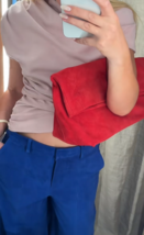 ZARA BNWT 2025. BURGUNDY RED SPLIT SUEDE LEATHER MAXI CLUTCH BAG. 6301/6... - $4,324.46 MXN