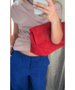 ZARA BNWT 2025. BURGUNDY RED SPLIT SUEDE LEATHER MAXI CLUTCH BAG. 6301/610/624 - $230.38