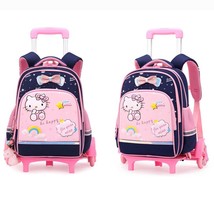 Girls Rolling Backpack Trolley School Bags Cat Print Travel Wheeled Carry-on Kid - £91.97 GBP